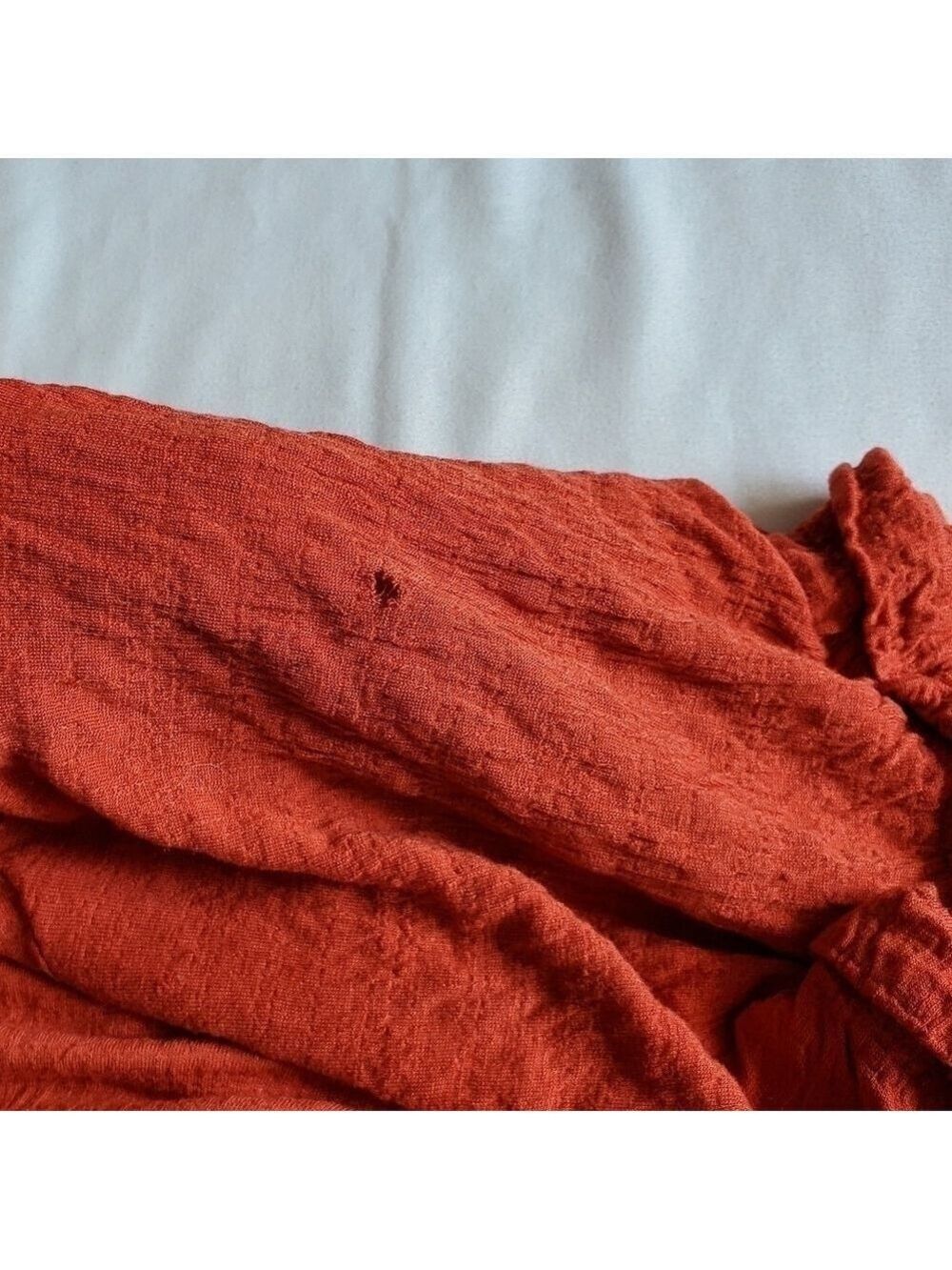 Anthropologie Burnt Orange V Neck Flare Top Large Petite - Picture 8 of 11